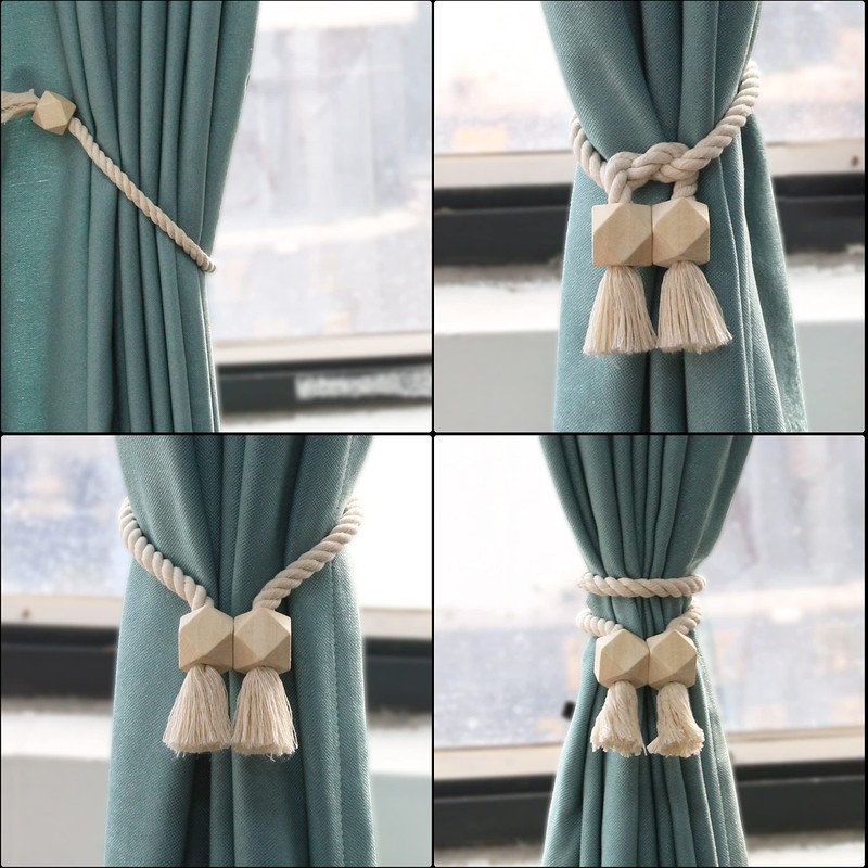 OCIOLI 2 Pack Strong Magnetic Curtain Tiebacks Curtain Holdbacks Outdoor