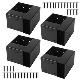 Rasugarlary 4 Pcs Workbench Brackets, 4x4 3-Way Right Angle Corner Bracket Heavy Duty Corner Brackets for DIY Workbench, Work Table, Fits 4x4 2x4 Wood - Black