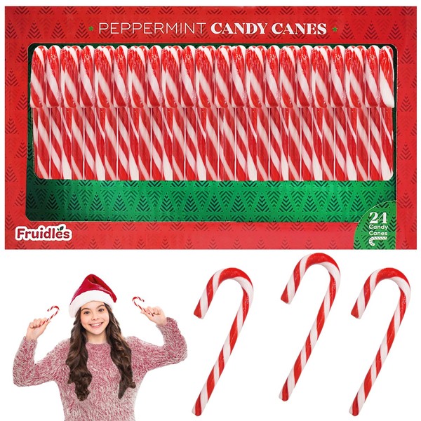 Christmas Candy Canes Suckers, Peppermint Flavor, Individually Wrapped (24-Pack)