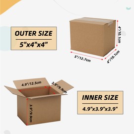 ZBEIVAN Shipping Boxes Mailers 5x4x4 inches Corrugated Cardboard Small Packing Kraft Moving Mailing Box, Pack of 40
