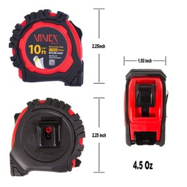 VINCA TPMA-10 10 Feet Tape Measure with Fraction Low Glare Nylon Coat Matte Finish High Visibility Blade Marking