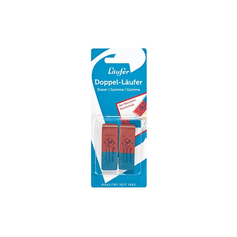 Universal Runner 69804 Double/Natural Rubber Eraser, Red and Blue Classic