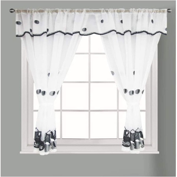 Householdfurnishing Embroidered Kitchen Window Pair Curtains Set Rod Pocket with