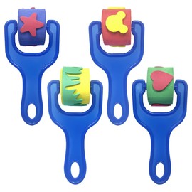 Sponge Painting Roller, 4 Pcs Mini Painting Art Craftssponge Brush for Boys Girls, Painting Learning, DIY Art Supplies, Drawing Tool (4 Styles)