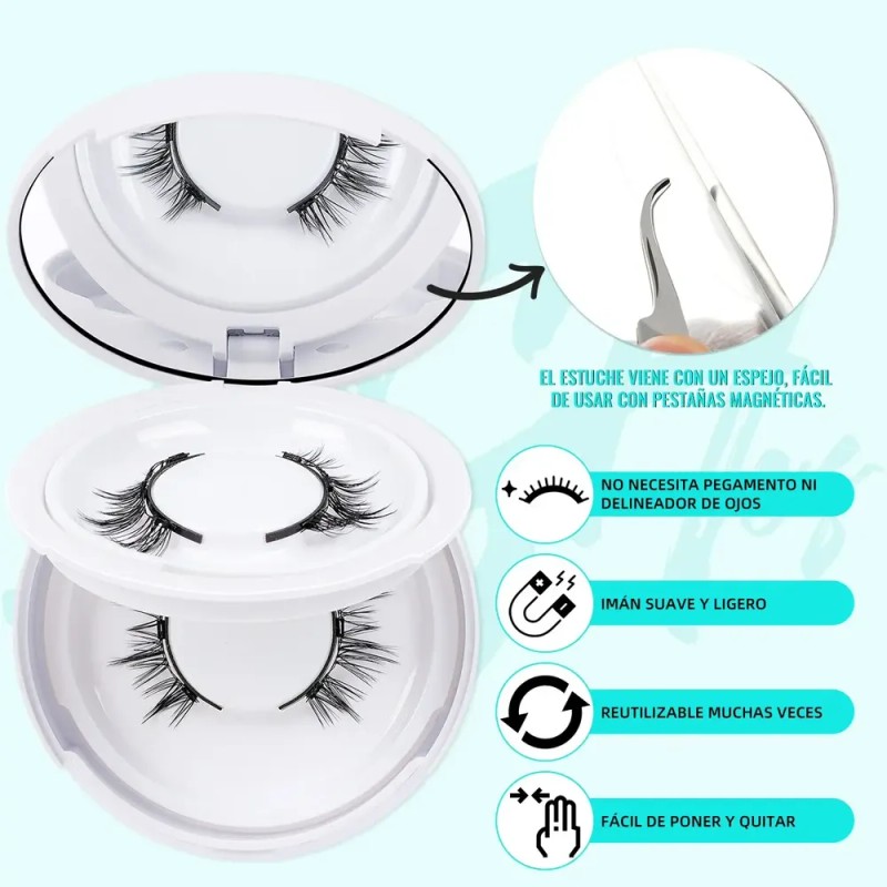 Pestañas Postizas Magnéticas Kit Con Aplicador 2 Pares