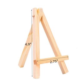WHTCHSU 5 Pack 4.9" Mini Wood Display Easel, Natural Wooden Tripod Holder Stand for Displaying Small Canvases, Business Cards, Photos