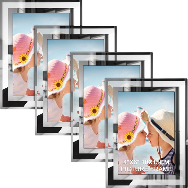 IZIDDO 4x6 Picture Frames Set of 4, Silver Mirror Glass