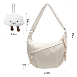 HENGBIRD Women's Half Moon Bag, Got Bag, Moon Bag, Large Small, Crossbody Bag, Women's Large, Bum Bag, Cord Beige, Cord Plain Bag, Women's Shoulder Bag, beige, Contemporary