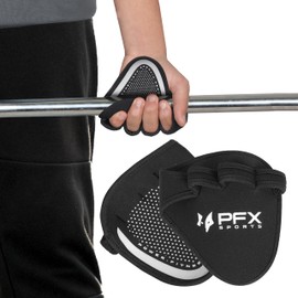 PFX Weightlifting Grip Pads | Anti-Slip Gym Grip Pads for Fitness Weightlifting Powerlifting Strength Training | Neoprene Weight Training Pads Alternative to Weightlifting Gloves (4 Loop, Black/White)