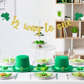 1/2 Way to One Banner, Clover Half Birthday Sign, Lucky 6 Months Birthday, St.Patrick's Day 6 Months Birthday Party Decorations