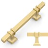 Amerdeco 10 Pack Brushed Gold Cabinet Pulls 3.75 Inch(96mm) Hole