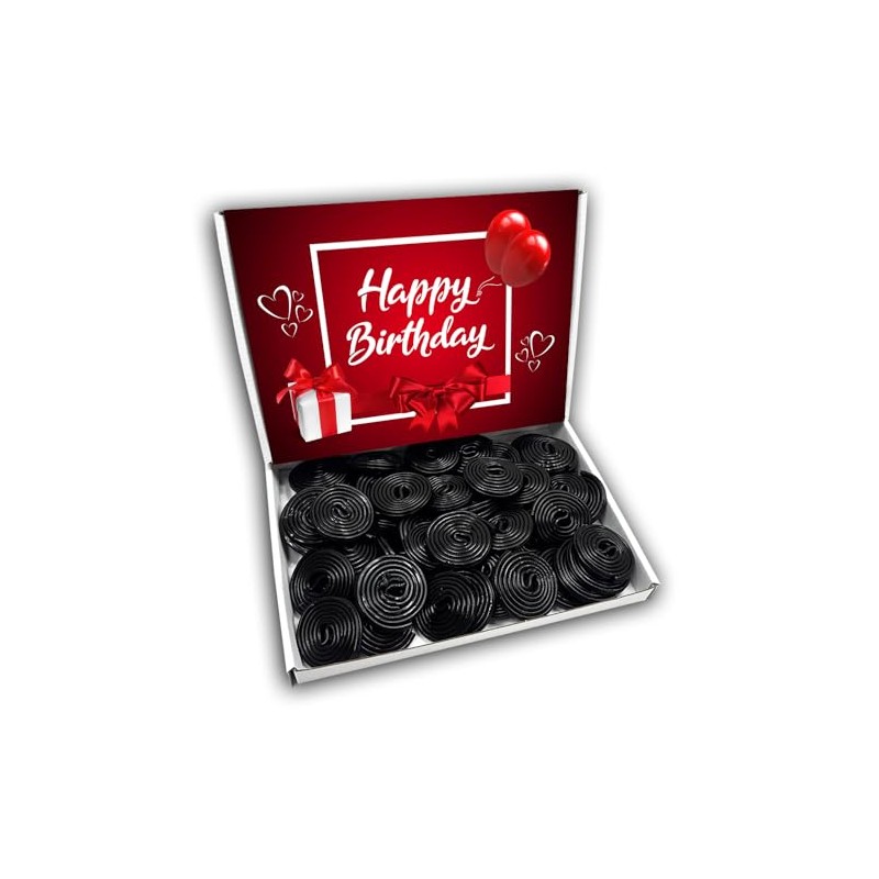 Liquorice Wheels Gift Box Hamper Birthday Present (BIRTHDAY RED)