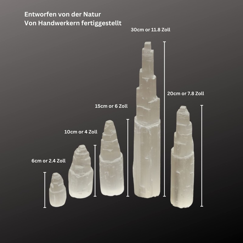 Heimtex Selenite Crystal Tower Mountain Column in Various Sizes, Ideal