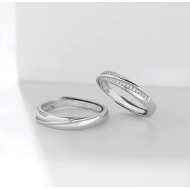 Meissa 2 Paar Ringe für Damen und Herren 925 Sterling Silber Ehering passende Versprechen Ringe Größe verstellbar handgefertigt Brautschmuck Größe 3-10 (3,8 mm Breite)