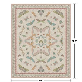 Hazo Haus Cute Rugs for Bedroom Girls - Pink Living Room Rugs 8X10, Dining Room Table, Washable Pastel Flower Insect Print Whimsical Décor