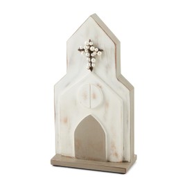 Mud Pie Sm Wood Church Table SITTERS, White