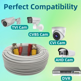 LETONDA 2PCS 100ft/30m Integrated BNC Video Power Cable Extension. Ideal for Security Cameras, CCTV, Surveillance, and DVR System installations