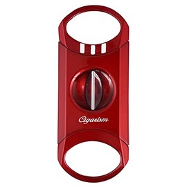 CIGARISM Gloss Finish V-Cut Cigar Cutter, Up to 60 Ring Gauge, Cigar Rest (Red)