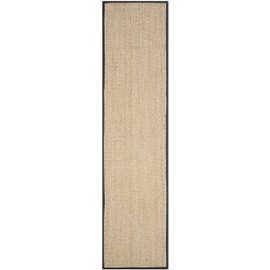 SAFAVIEH Natural Fiber Collection Runner Rug - 2'6" x 10', Natural & Black, Border Herringbone Seagrass Design, Easy Care, Ideal for High Traffic Areas in Living Room, Bedroom (NF115C)