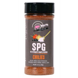 Dizzy Pig SPG Chilies (Salt, Pepper & Garlic) Seasoning Rub (8oz Shaker) - Seasons 30+lbs of Food - Hand Made in the USA - MSG Free, Gluten Free