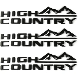 3Pcs High Country Emblems Side Door Tailgate Letter Logo Car Badge Nameplate Replacement for 2019-2025 Tahoe Silverado (3Pcs Set Emblems - Matte Black)