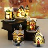 Christmas Village Sets, 4pcs LED Lighted Christmas Village Houses Figurines