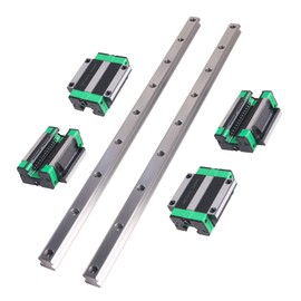 ANWOKIT Linear Guide Rails, 2PCS HGR20 500mm Linear Rails + 4PCS HGW20CC Flange Type Bearing Carriage Slider Blocks,Linear Slide Guide Linear Slide Kit for DIY CNC Routers Lathes Mills