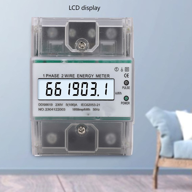 Digital Energy Meter 1 Phase 2 Wire KWh Electricity Wattmeter