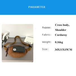 Minimalist Corduroy Chest Bags for Women Portable Small Belt Bag Leusire Shoulder Bag, brown, Contemporary