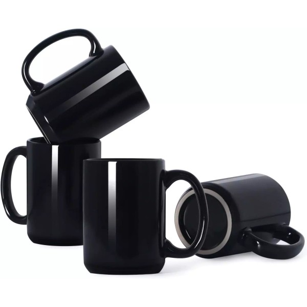 16 OZ Porcelain Coffee Mugs, Classic Blank Ceramic Cup with