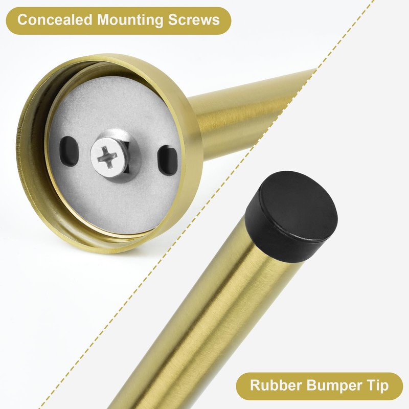 KOLAKO Door Stoppers for Wall, 5 Inch(120mm) Door Stopper, Stainless