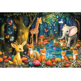 100 Pieces Puzzles for Kids Ages 4-8,Deer Elephant Puzzle Large Pieces Puzzle 100 Pieces for Kids Teens Ages 4-6 6-8 8-10 Jigsaw Puzzles Educational Toys Birthday Gifts for Girls and Boys