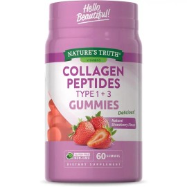 Nature’s Truth Collagen Peptides Gummies – 60 Strawberry Flavor Gummies | Type I & III Collagen for Hair, Skin, Nails & Joint Support