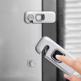 6-Pack Child Proof Refrigerator Lock, Cabinet Locks Baby Proofing, Fridge Locks for Kids with Self Adhesive Latches, Child Safety Locks for Doors, Drawers, Oven, Dishwasher, RV Refrigerator (Grey)