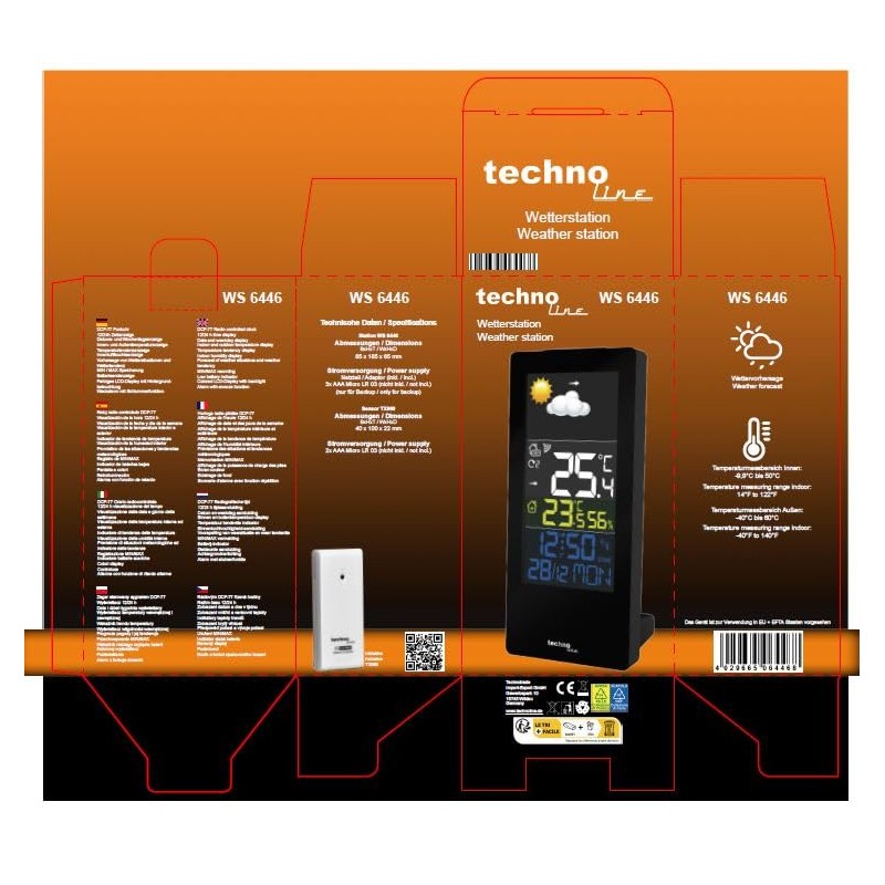 Technoline WS 6446 Weather Station with Colour Display, Indoor Temperature,