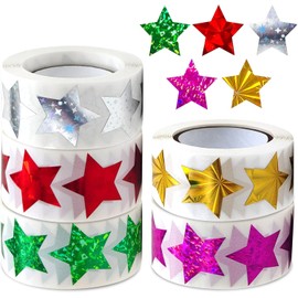 500 - Pegatinas Metalicas Brillantes de Estrellas Premio Estudiantes Calcomanias Adhesivas Brillantes Recompensa Niños Suministros para El Hogar La Escuela Autoadhesivas Estrellas (Plateado)