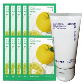 (10 sheets)Innisfree Energy Mask Yuzu+Blueberry Rebalancing 5.5 Cleanser 100ml / (10매)이니스프리 에너지 마스크 유자+블루베리 리밸런싱 5.5 클렌저 100ml
