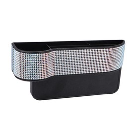 BUGUUYO 1Pc Rhinestone Studded Car Seat Gap Storage Box Multifunctional Organizer for Smartphone Wallet and Cup Durable Microfiber and Material Passenger Side Filler