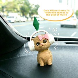 Bobble Head Cat, 3D Printed Shaking Head Car & Desk Decor (Brown)