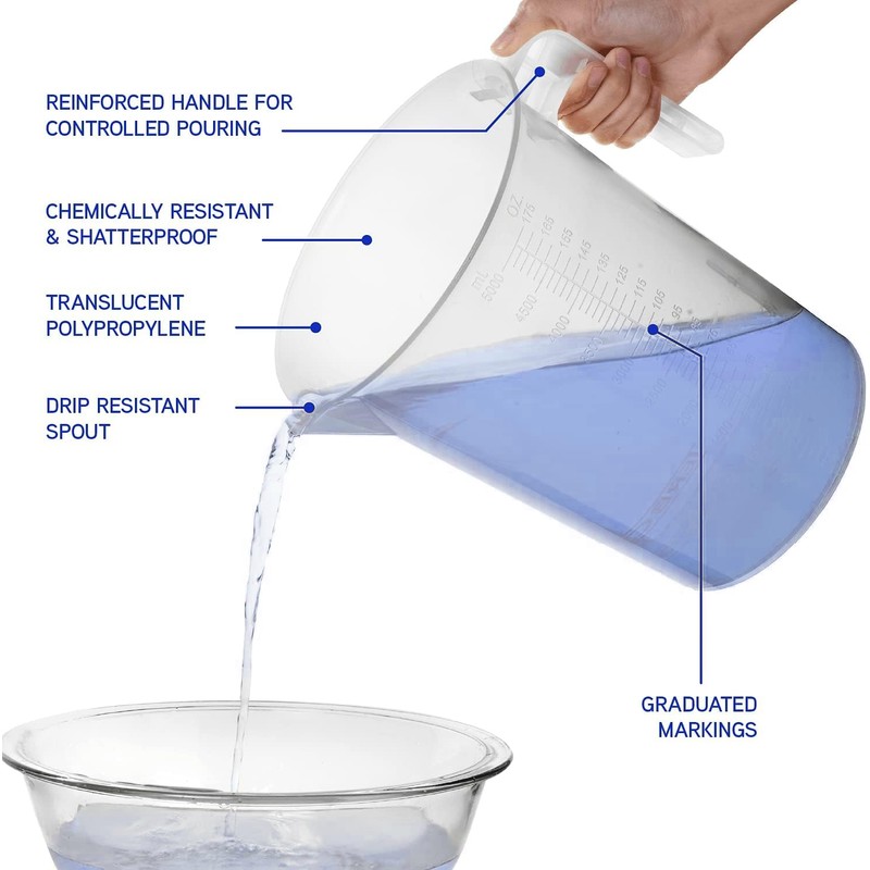 5 Liter Measuring Pitcher | 1.3 Gallon Shatterproof Plastic Large