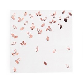 Paquete de 80 servilletas de cóctel de papel blanco con hoja de aluminio de oro rosa, suministros de fiesta (5 x 5 pulgadas, 3 capas) (hoja de oro rosa)