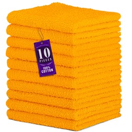 DecorRack 10 Pack 100% Cotton Wash Cloth, Luxurious Soft, 12 x 12 inch Ultra Absorbent, Machine Washable Washcloths, Apricot (10 Pack)