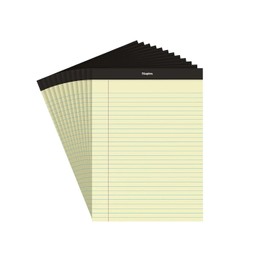 Staples Notepad, 8.5" x 11.75", Wide Ruled, Canary, 50 Sheets/Pad, Dozen Pads/Pack
