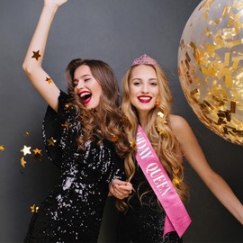 Chanaco Birthday Sash Tiaras for Women - Happy Birthday Queen Tiara, Girls Pink Princess Rhinestone Headband, Party Decorations and Gifts