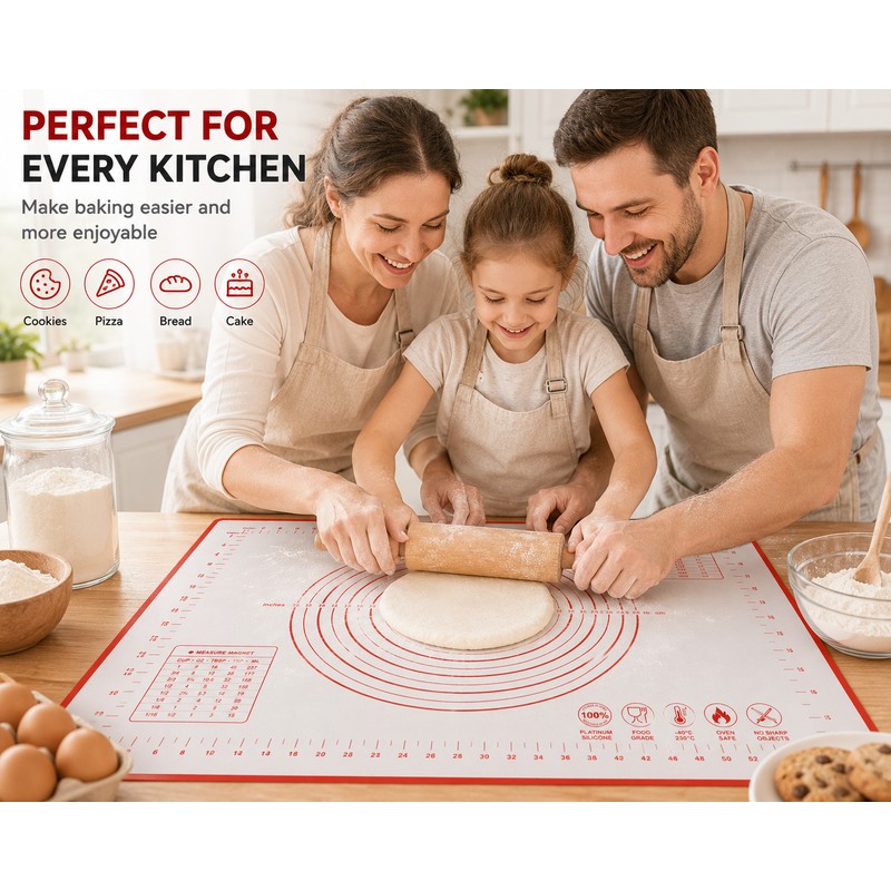 2-Pack Silicone Baking Mat Non-Stick Pastry Dough Rolling Mat with