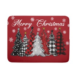 Merry Christmas Dish Drying Mats for Kitchen Counter 18x24 Inch Christmas Tree Snowflake Mat Xmas Buffalo Plaid Dish Rack Mat Reversible Absorbent Dishes Pad Kitchen Accessories for Counter tops