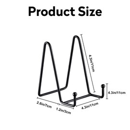 FUZVOL 4 Inch Plate Stand, Metal Iron Display Stand for Artwork, Decorative Dish, Photo and Book (2 Pack)