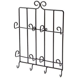 Bard's Wall Mounted Wrought Iron 4 Plate & 4 Saucer Display Hanger, Black, 11" W x 18.5" H, Pack of 3