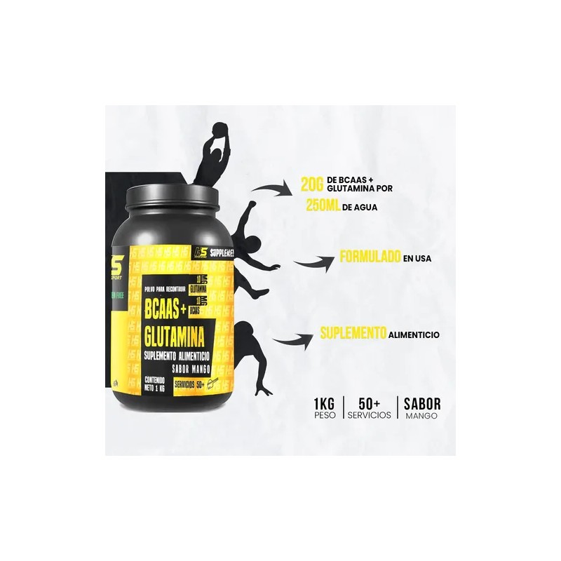 Aminoácidos Bcaas Glutamina Hs 1kg Varios Sabores