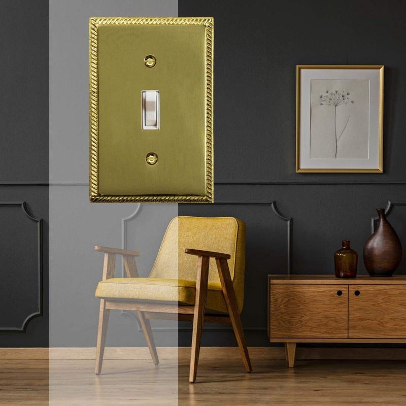 Solid Brass 'Georgian' Wallplate, Single Toggle, upgrade, renew, refresh_1-53T
